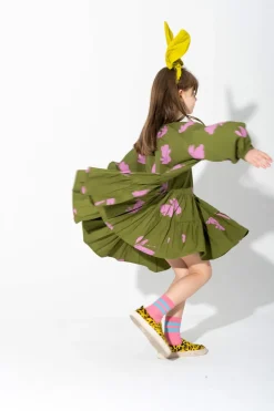 Marques ' Almeida BUNNY PRINT GATHERED DRESS-Kids Dresses