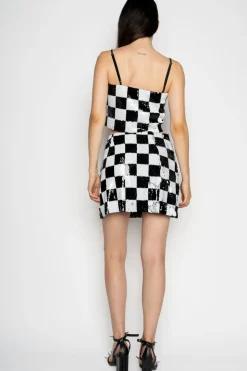 Marques ' Almeida CHECKED SEQUINS MINI SKIRT-Women Bottoms