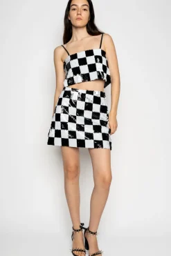 Marques ' Almeida CHECKED SEQUINS MINI SKIRT-Women Bottoms