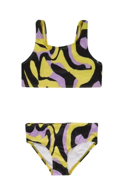 Marques ' Almeida DARK WAVY PRINT BIKINI SET-Kids Swimwear