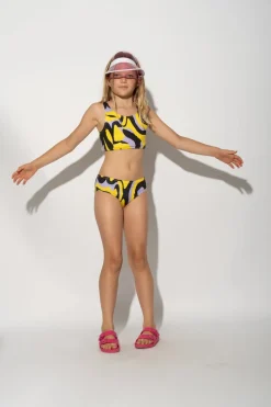 Marques ' Almeida DARK WAVY PRINT BIKINI SET-Kids Swimwear