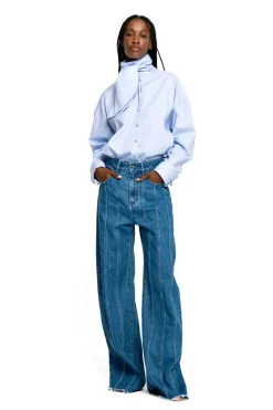 Marques ' Almeida DENIM BOYFRIEND TROUSERS WITH SEAM LINES-Women Denim|Bottoms