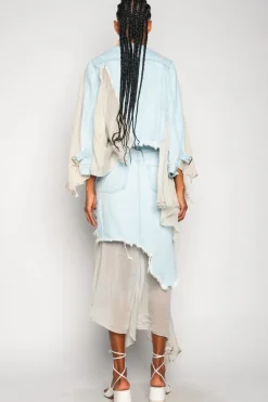 Marques ' Almeida DENIM CHIFFON FITTED JACKET-Women Outerwear|Denim