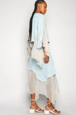 Marques ' Almeida DENIM CHIFFON FITTED JACKET-Women Outerwear|Denim