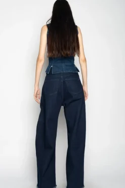 Marques ' Almeida DENIM CORSET IN BLUE-Women Tops|Denim