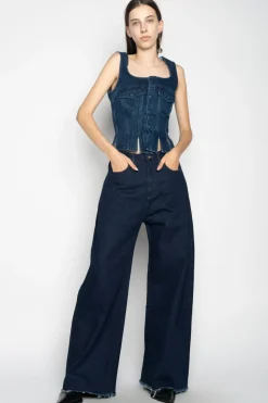 Marques ' Almeida DENIM CORSET IN BLUE-Women Tops|Denim
