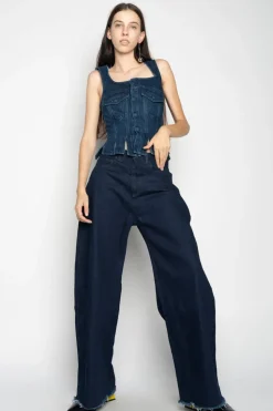 Marques ' Almeida DENIM CORSET IN BLUE-Women Tops|Denim