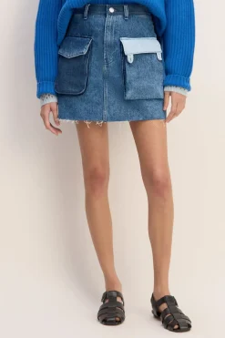 Marques ' Almeida DENIM PATCHWORK MINI SKIRT-Women Bottoms|M'a X Everlane