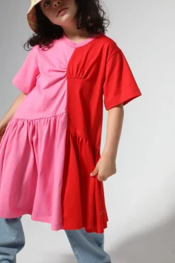 Marques ' Almeida DUO COLOUR GATHERED JERSEY T-SHIRT DRESS-Kids Dresses