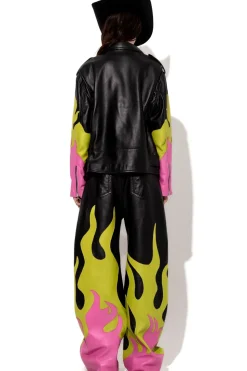 Marques ' Almeida FLAMES BIKER JACKET-Women Outerwear|Outerwear