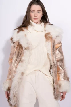 Marques ' Almeida FOILED SHEARLING OVERSIZED JACKET-Women Outerwear