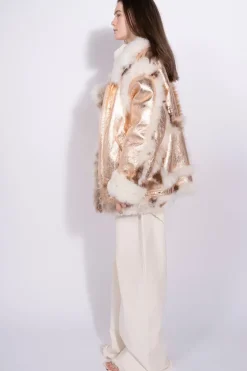 Marques ' Almeida FOILED SHEARLING OVERSIZED JACKET-Women Outerwear