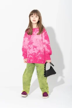 Marques ' Almeida FUSCHIA AND LIGHT SPLATTERED FLEECE CREW NECK-Kids Jersey|Tops