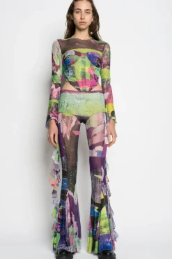 Marques ' Almeida GRAFFITI PRINT MESH CORSET TOP-Women Tops|Tops