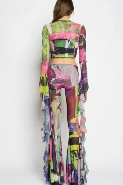 Marques ' Almeida GRAFFITI PRINT MESH CORSET TOP-Women Tops|Tops