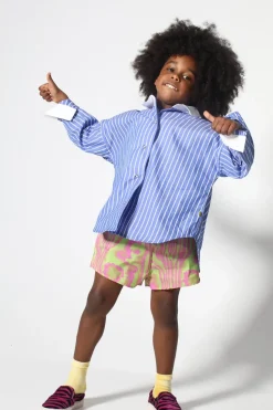 Marques ' Almeida GREEN AND PINK SWIMWEAR LOOSE SHORTS-Kids Swimwear|Bottoms