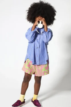 Marques ' Almeida GREEN AND PINK SWIMWEAR LOOSE SHORTS-Kids Swimwear|Bottoms