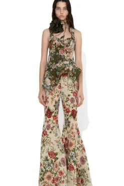 Marques ' Almeida GREEN BROCADE PEPLUM CORSET TOP-Women Tops|Tops
