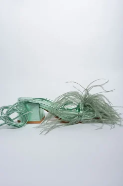 Marques ' Almeida GREEN FEATHER STRAPPY SANDAL- Shoes