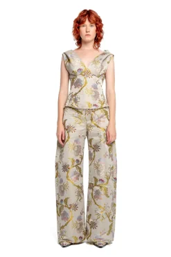 Marques ' Almeida SATIN BROCADE BOYFRIEND TROUSERS-Women Bottoms