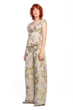 Marques ' Almeida SATIN BROCADE BOYFRIEND TROUSERS-Women Bottoms