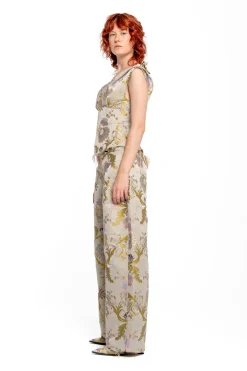 Marques ' Almeida SATIN BROCADE BOYFRIEND TROUSERS-Women Bottoms