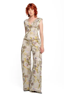 Marques ' Almeida SATIN BROCADE OFF SHOULDER FITTED TOP-Women Tops