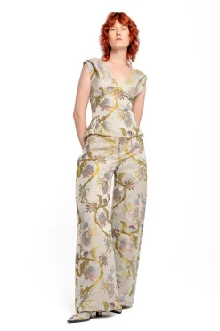 Marques ' Almeida SATIN BROCADE OFF SHOULDER FITTED TOP-Women Tops
