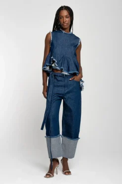 Marques ' Almeida ROLL UP TROUSERS WITH BELTS-Women Bottoms|Denim