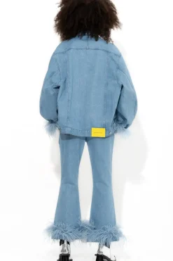 Marques ' Almeida LIGHT BLUE FEATHER CUFF JACKET-Women Outerwear|Outerwear