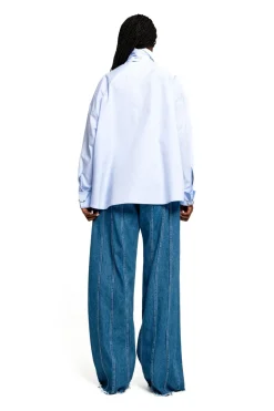 Marques ' Almeida LIGHT BLUE LOOSE FIT TIE SHIRT-Women Tops