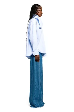 Marques ' Almeida LIGHT BLUE LOOSE FIT TIE SHIRT-Women Tops