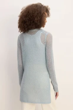 Marques ' Almeida LIGHT BLUE MESH KNIT LONG JUMPER-Women Knitwear|Tops