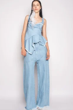 Marques ' Almeida LIGHT BLUE PATCH POCKET BOYFRIEND TROUSERS-Women Denim|Bottoms