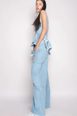 Marques ' Almeida LIGHT BLUE PATCH POCKET BOYFRIEND TROUSERS-Women Denim|Bottoms