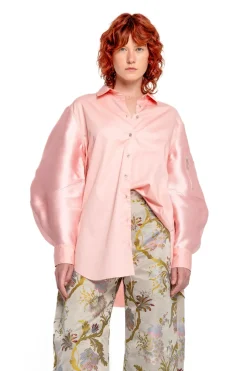 Marques ' Almeida LIGHT PINK SHIRT WITH MIKADO BOMBER SLEEVES-Women Tops