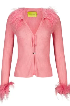 Marques ' Almeida LIGHT PINK VISCOSE KNITTED TOP WITH FEATHERS-Women Tops|Knitwear