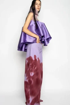 Marques ' Almeida LILAC AND BURGUNDY TIE DYE BOYFRIEND TROUSERS-Women Bottoms|Denim
