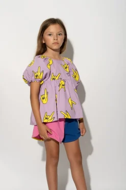 Marques ' Almeida HANDS PRINT BALLOON SLEEVE TOP-Kids Tops