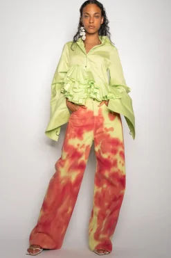 Marques ' Almeida LIME AND RED TIE DYE BOYFRIEND TROUSERS-Women Bottoms|Denim