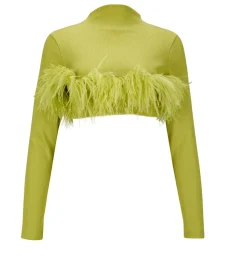 Marques ' Almeida CROPPED FEATHER TOP-Women Tops|Tops