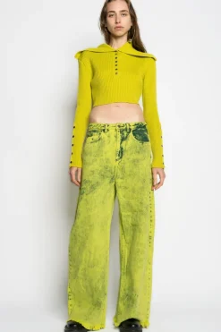 Marques ' Almeida MERINO WOOL KNITTED CROPPED TOP WITH BIG COLLAR-Women Tops|Knitwear