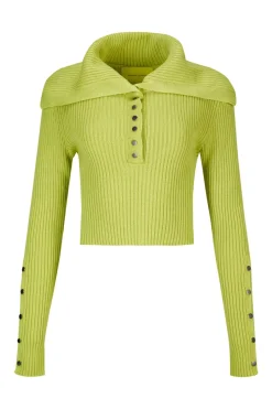 Marques ' Almeida MERINO WOOL KNITTED CROPPED TOP WITH BIG COLLAR-Women Tops|Knitwear