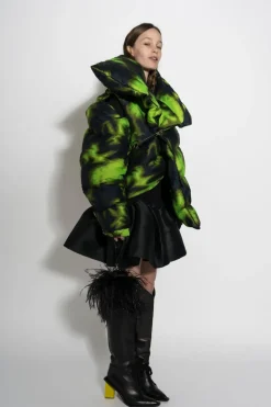 Marques ' Almeida LIME TIE DYE M'A PUFFER JACKET-Women Outerwear