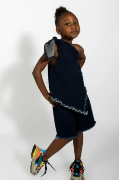 Marques ' Almeida DENIM ONE SHOULDER KNOT TOP-Kids Tops