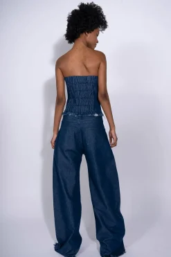 Marques ' Almeida DENIM PATCH POCKET BOYFRIEND TROUSERS-Women Bottoms|Denim