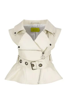 Marques ' Almeida CINCHED OPEN NECK LEATHER BIKER VEST- Bridal