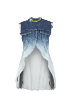 Marques ' Almeida OMBRE DENIM PUSHED-BACK VEST-Women Tops|Denim