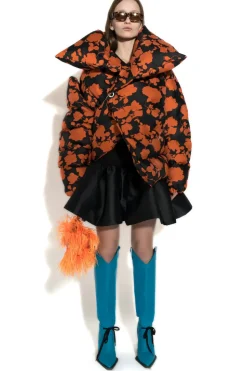 Marques ' Almeida ORANGE FLORAL M'A PUFFER JACKET-Women Outerwear