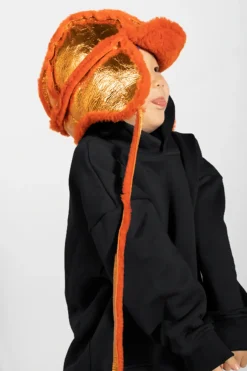 Marques ' Almeida SHINY LEATHER EAR COVER HAT-Kids Accessories